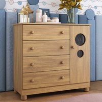 Cômoda Infantil 95cm 1 Porta com Vidro e 4 Gavetas Bombom Multimóveis MP4464