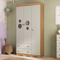 Guarda-roupa Infantil 92cm com Vidro 3 Portas e 2 Gavetas Sonho Multimóveis MP4472