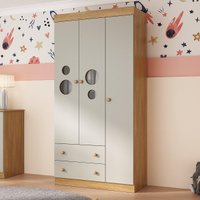 Guarda-roupa Infantil 92cm com Vidro 3 Portas e 2 Gavetas Pirulito Multimóveis MP4467