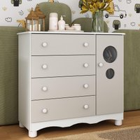 Cômoda Infantil 95cm 1 Porta com Vidro e 4 Gavetas Suspiro Multimóveis MP4459