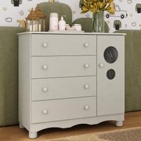 Cômoda Infantil 95cm 1 Porta com Vidro e 4 Gavetas Suspiro Multimóveis MP4459