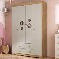 Guarda-roupa Infantil 122cm com Vidro 4 Portas e 2 Gavetas Sonho Multimóveis MP4473