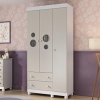 Guarda-roupa Infantil 92cm com Vidro 3 Portas e 2 Gavetas Bombom Multimóveis MP4462