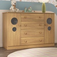 Cômoda Infantil 125cm 2 Portas com Vidro e 4 Gavetas Pirulito Multimóveis MP4470