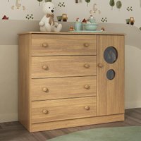 Cômoda Infantil 95cm 1 Porta com Vidro e 4 Gavetas Pirulito Multimóveis MP4469