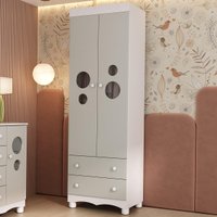 Guarda-roupa Infantil 62cm 2 Portas com Vidro e 2 Gavetas Suspiro Multimóveis MP4456