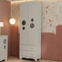 Guarda-roupa Infantil 62cm 2 Portas com Vidro e 2 Gavetas Suspiro Multimóveis MP4456