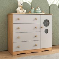 Cômoda Infantil 95cm 1 Porta com Vidro e 4 Gavetas Sonho Multimóveis MP4474