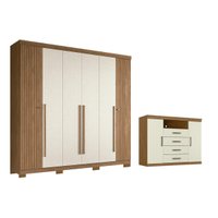 Guarda Roupa +1Cômoda QC367 Jatoba/Areia - Santos Andirá