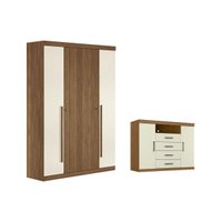 Guarda Roupa +1Cômoda QC339 Jatoba/Areia - Santos Andirá