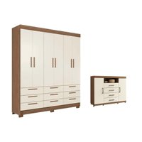Guarda Roupa +1Cômoda QC448 Jatoba/Areia - Santos Andirá