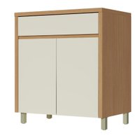 Balcão Gabinete de Cozinha 2 Porta 1 Gaveta 100% Mdf Cléo Madeirado/Off White Nesher