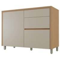 Balcão Gabinete de Cozinha 1,20m 1 Porta 3 Gavetas 100% Mdf Cléo Madeirado/Off White Nesher