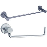 Kit Suporte Papel Higiênico Porta Toalha de Rosto 30cm Inox Lavabo Banheiro Jasmim