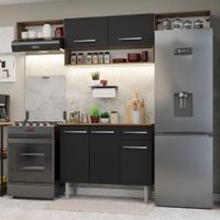 Armário de Cozinha Completa 225cm Rustic/Preto Emilly Madesa 01XA