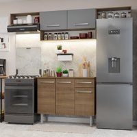 Armário de Cozinha Completa 225cm Rustic/Cinza Emilly Madesa 01XA
