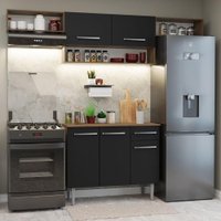 Armário de Cozinha Completa 225cm Rustic/Preto Emilly Madesa 01