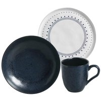 Conjunto Mesa Posta Pratos Rasos Fundos e Canecas Cerâmica Porto Brasil 12 Peças Bio Night Blue