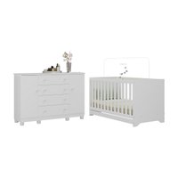 Berço Americano 3 em 1 com Cômoda 2 Portas 4 Gavetas Allegra Multimóveis MP4692