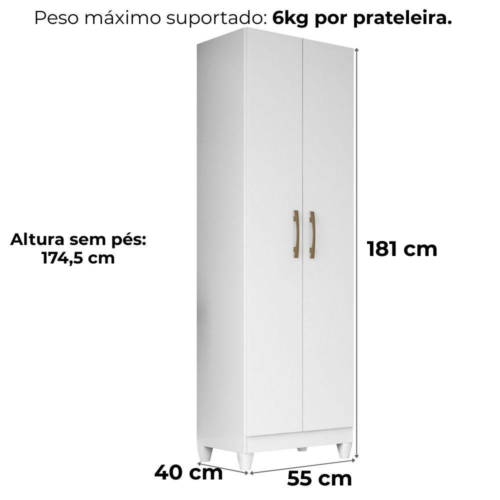 Armario Multiuso New Iris 2 Portas 181x55 cm Branco Moval