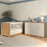 Berço Americano 3 em 1 com Cômoda 2 Portas 4 Gavetas Realeza Multimóveis MP4693