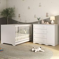 Berço Americano 3 em 1 com Colchão Incluso e Cômoda 1 Porta 4 Gavetas Realeza Multimóveis MP4697