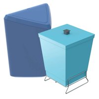 Kit Lixeira Basculante 12L Lixeira Suporte Cromado 6,5L Azul Plástico Banheiro Lavabo