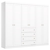 Guarda Roupa Casal 6 Portas 4 Gavetas 262 cm Americano Branco HP HENN