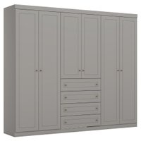Guarda Roupa Casal 6 Portas 4 Gavetas 262 cm Americano Cinza HENN
