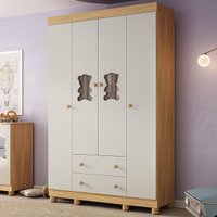 Guarda-roupa Infantil 122cm com Vidro 4 Portas e 2 Gavetas Fofura Multimóveis MP4483