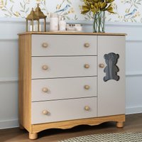 Cômoda Infantil 95cm 1 Porta com Vidro e 4 Gavetas Ternura Multimóveis MP4479 Madeirado/Off White