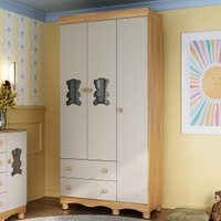 Guarda-roupa Infantil 92cm com Vidro 3 Portas e 2 Gavetas Ternura Multimóveis MP4477