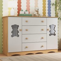 Cômoda Infantil 125cm 2 Portas com Vidro e 4 Gavetas Doçura Multimóveis MP4495 Madeirado/Off White