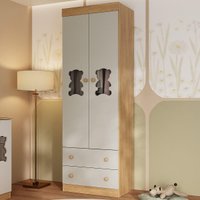 Guarda-roupa Infantil 62cm 2 Portas com Vidro e 2 Gavetas Teddy Multimóveis MP4486