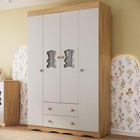 Guarda-roupa Infantil 122cm com Vidro 4 Portas e 2 Gavetas Doçura Multimóveis MP4493