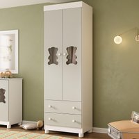 Guarda-roupa Infantil 62cm 2 Portas com Vidro e 2 Gavetas Fofura Multimóveis MP4481