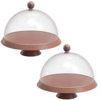 Kit 2 Porta Bolos com Cúpula e Pé 28cm Amêndoa Tortas Doces Boleira Bubble Crippa