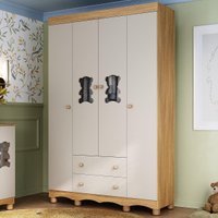 Guarda-roupa Infantil 122cm com Vidro 4 Portas e 2 Gavetas Ternura Multimóveis MP4478