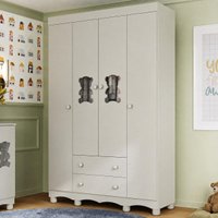 Guarda-roupa Infantil 122cm com Vidro 4 Portas e 2 Gavetas Ternura Multimóveis MP4478