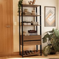 Guarda-Roupa Closet Modulado Valencia 2 Gavetas 4 Prateleiras 70cm Rustic/Preto Madesa XA