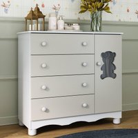 Cômoda Infantil 95cm 1 Porta com Vidro e 4 Gavetas Ternura Multimóveis MP4479