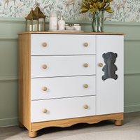 Cômoda Infantil 95cm 1 Porta com Vidro e 4 Gavetas Ternura Multimóveis MP4479 Madeirado/Branco