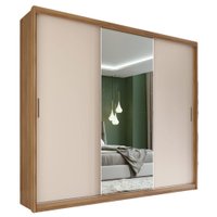 Guarda Roupa Casal 3P 2G Com Espelho 235 cm 32211 Amendola Off White Demobile
