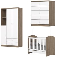 Berco Mini Cama e Guarda Roupa 2 P 2 G Bala De Menta Rustico Branco Henn