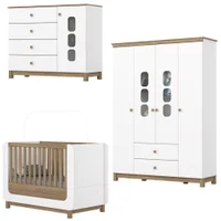 Quarto Infantil 3 Pecas Berco Mini Cama Aconchego Branco Jequitiba HP Henn