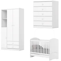 Quarto Infantil 3 Pecas Berco Mini Cama Bala De Menta Branco Henn