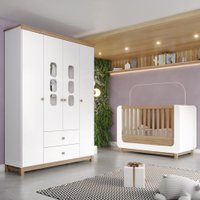 Berco Mini Cama e Guarda Roupa 4 P 2 G Aconchego Branco Jequitiba HP Henn
