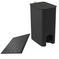 Kit Lixeira Dupla com Pedal 20l E Tapete de Pia 33cm Preto Grade Protetora Cozinha