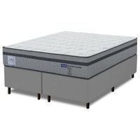 Cama Box Queen Probel C/Molas Ensacadas Euro In 158x198x68cm Guarda Costas Stone Branco/Cinza