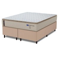 Cama Box King Probel Molas Ensacadas Pillow Top Branco/Bege 193x203x68cm Guarda Costas Genova
